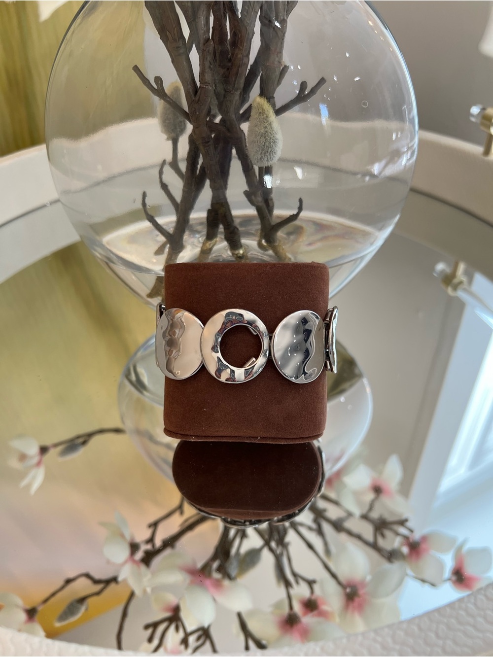 Polished Silver Link Disc Bracelet - Women Jewelry